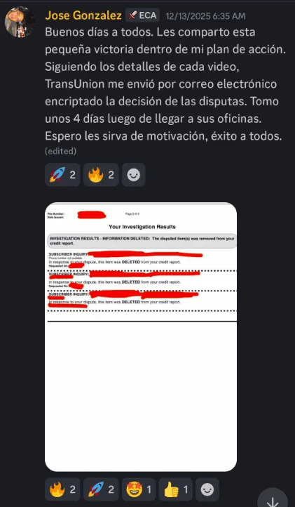 Mensaje de Jose Gonzalez en la comunidad de Rich By Credit