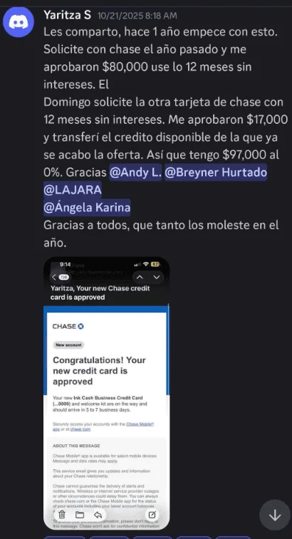 Mensaje de Yaritza S. en la comunidad de Rich By Credit