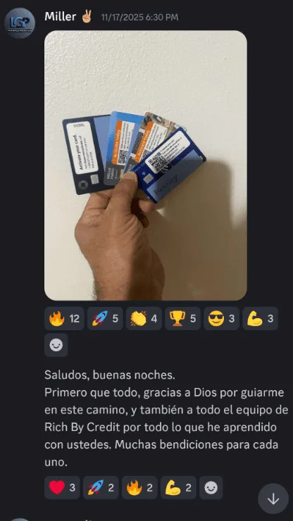 Mensaje de Miller en la comunidad de Rich By Credit