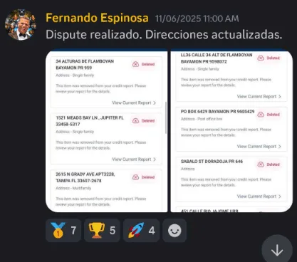 Mensaje de Fernando Espinosa en la comunidad de Rich By Credit