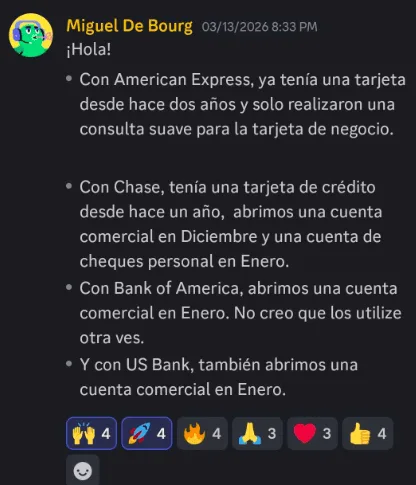 Mensaje de Miguel De Bourg en la comunidad de Rich By Credit